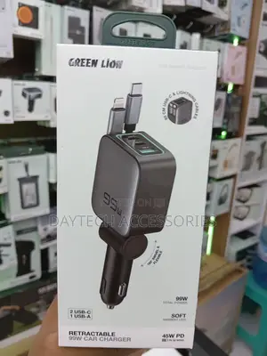 Green Lion Retractable 99w Car Charger Pd 45w - Black