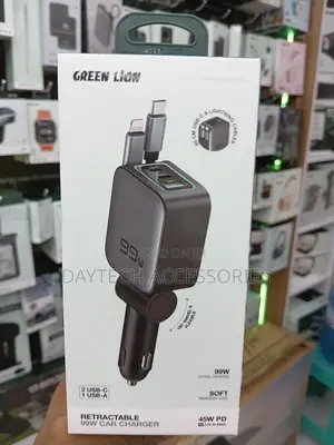 Green Lion Retractable 99w Car Charger Pd 45w - Black
