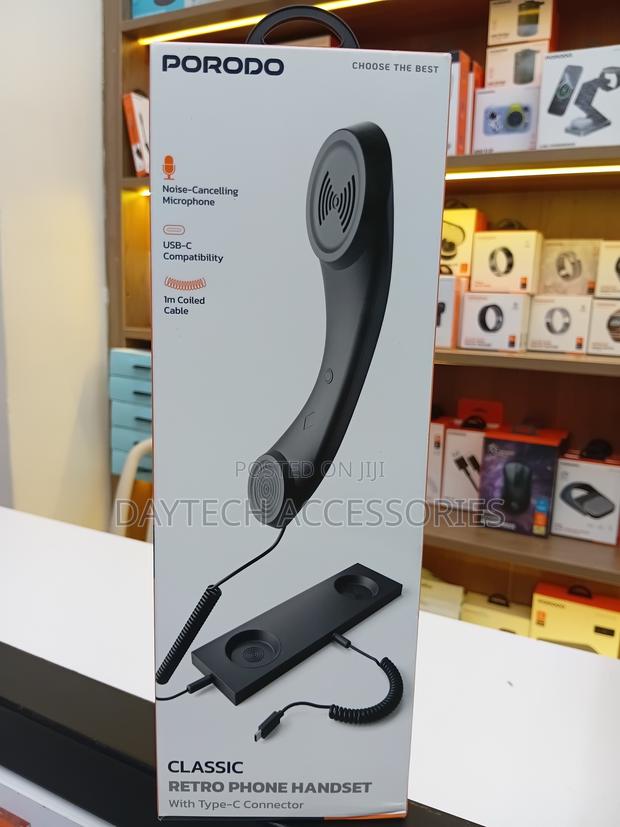Porodo Classic Retro Phone Handset - Black - main view