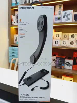 Porodo Classic Retro Phone Handset With Type C Connector Black Pd569bk