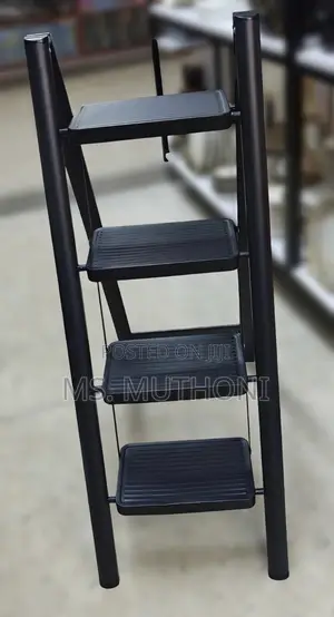All Black Non -Slip 4 Layer Metallic Ladder