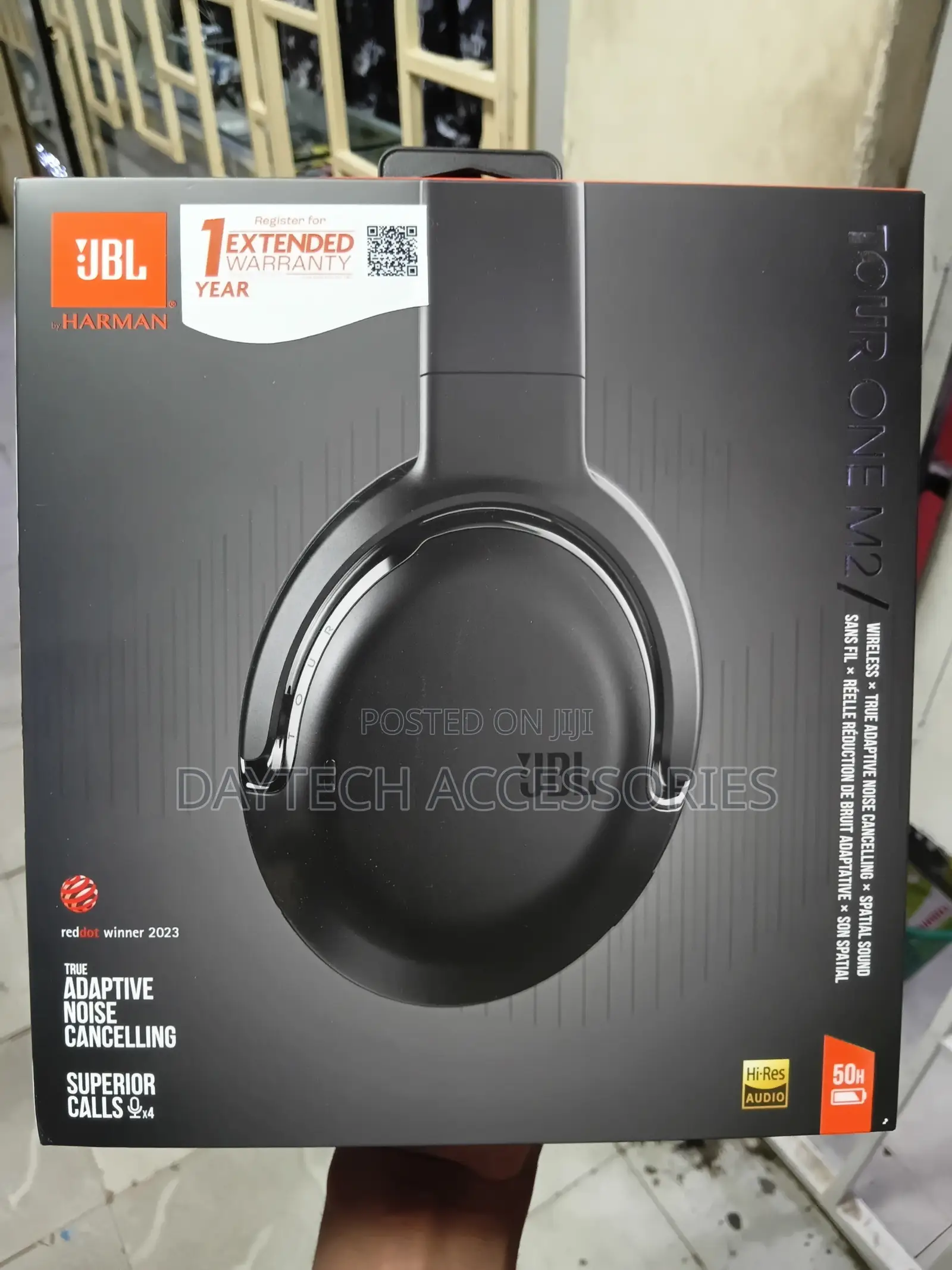 JBL Tour One M2 Wireless Noise Cancelling Headphones Set in Black.