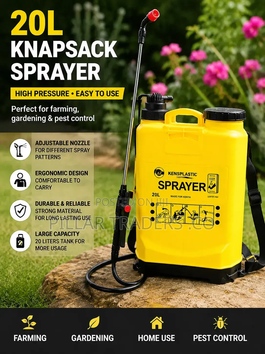 Kensplastic 20l Knapsack Sprayer – Manual Farm Sprayer
