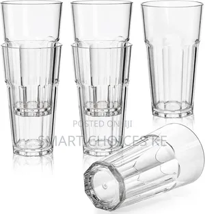 *6pcs Unbreakable Clear Tumbler Cups, 300ml Stackable Highball Glasses