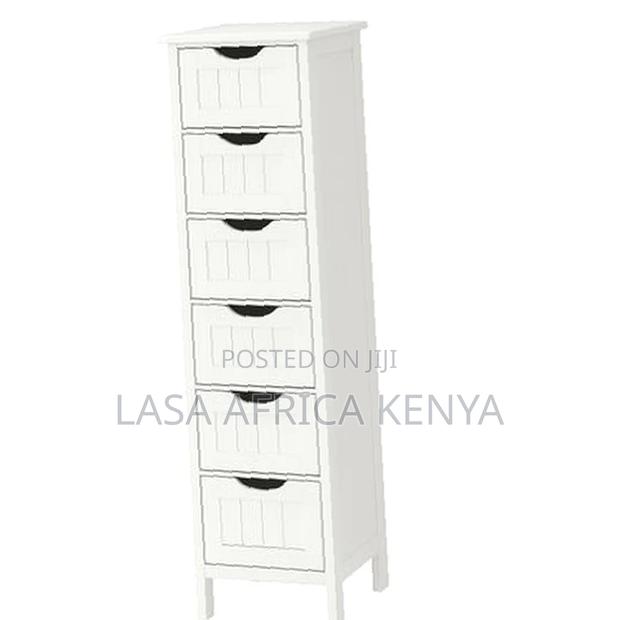Lasa White Storage Cabinet With 4 Drawers Organizer 150x45cm