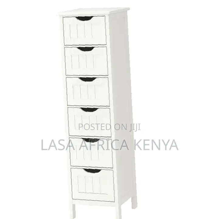 Lasa White Storage Cabinet With 4 Drawers Organizer 150x45cm