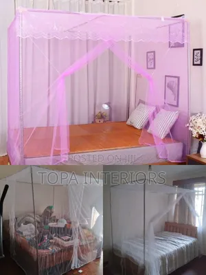 Meshed Bed Mosquito Nets With Four Metallic Stands
