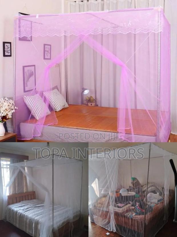 4-Poster 4x6 Bed Meshed Mosquito Nets With Four Metallic Stands