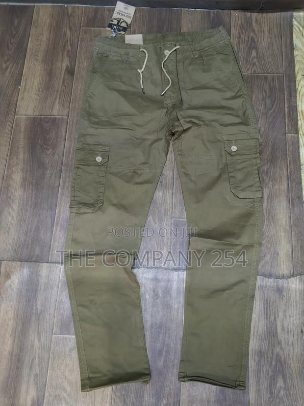 Quality Casual Khaki Side Pocket Men Plain Cargo Pant Trousers - thumbnail 2