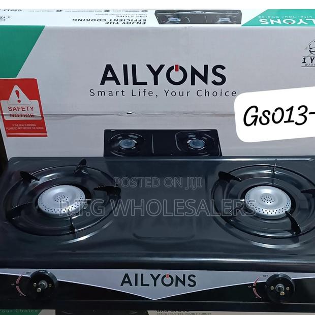 Ailyons Double Burner Table Top Gas Stove Metallic Finish