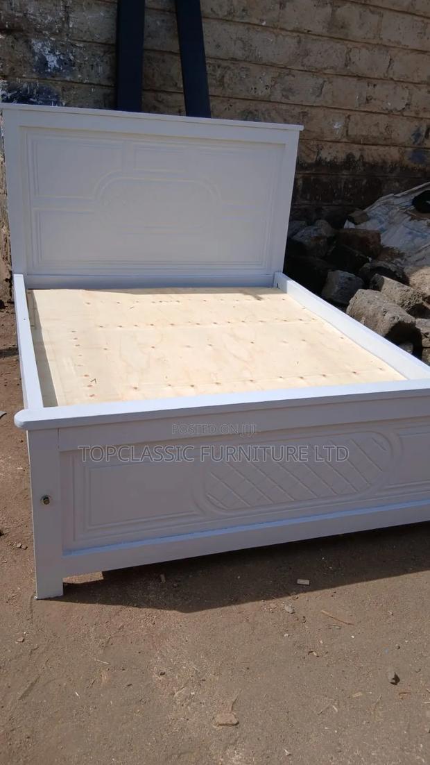 5x6 Pure White Panel Bed Hardwood