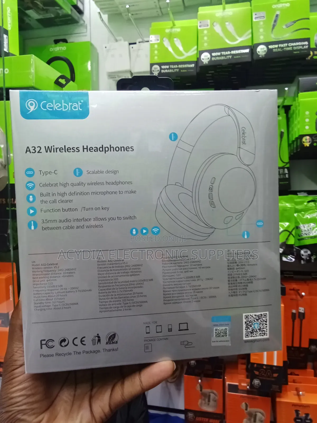 Celebrat A32 Premium Hifi Wireless Headphones With Deep Bass