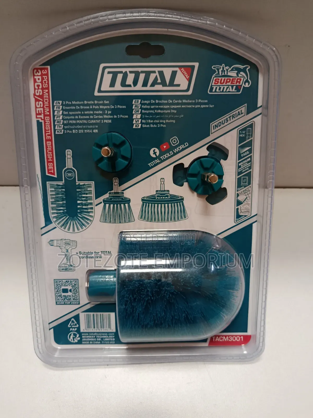 Tacm3001 Total 3 Pcs Medium Bristle Brush Set