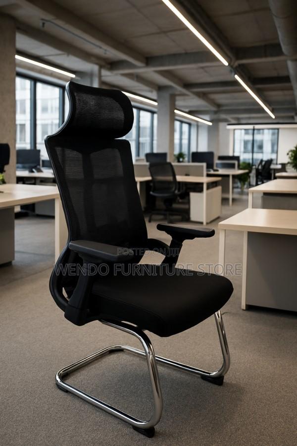Office Chair : Black Mesh Back Visitor Office Chair - Chrome Base - thumbnail 13