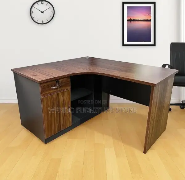 Office Desk : 1.2m Contemporary L-Shaped Executive Office Desk
