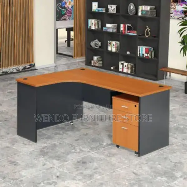 Office Desk : 1.2m Contemporary L-Shaped Executive Office Desk