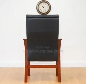 Office Chair : High-Back Executive Visitor Chair Black Leather Upholst