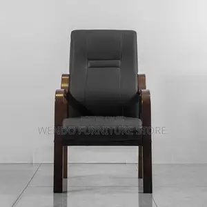 Office Chair : High-Back Executive Visitor Chair Black Leather Upholst