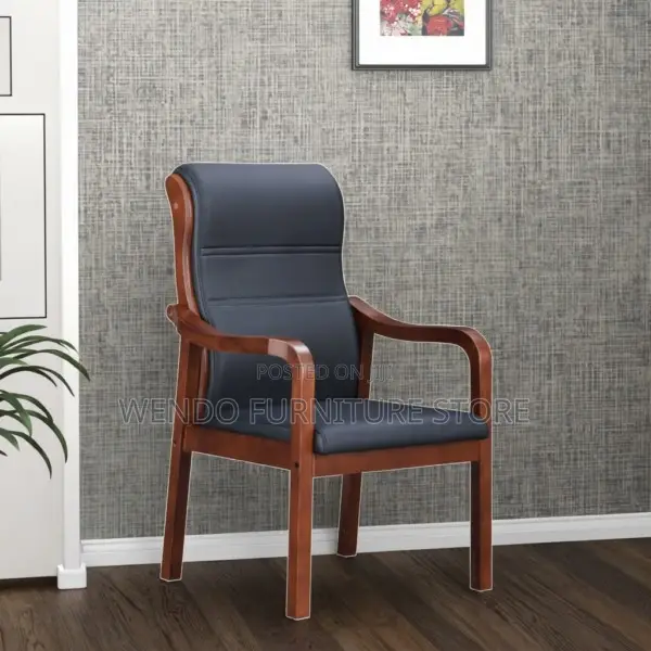 Office Chair : High-Back Executive Visitor Chair Black Leather Upholst