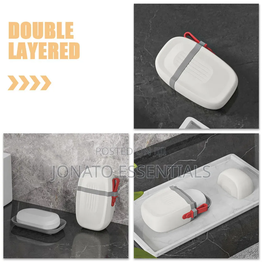 Portable Soap Box With Drain Tray Locking Strap Leakproof Soap Dish