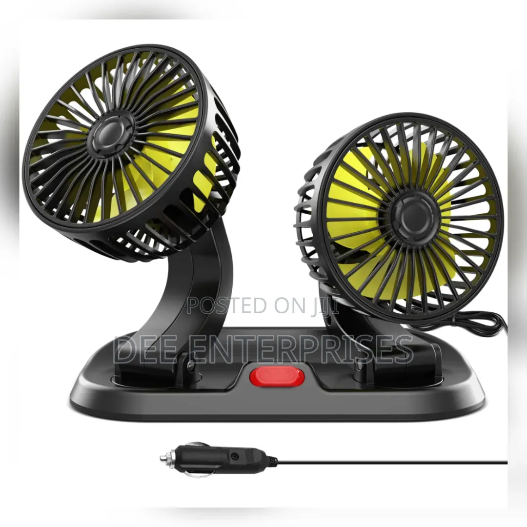 2 Speed Double Headed Vehicle Fan (Car Cigar Lighter Dc Powered)