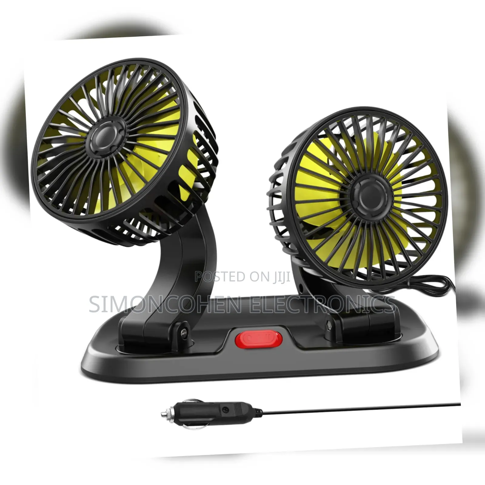 2 Speed Double Headed Vehicle Fan (Car Cigar Lighter Dc Powered)