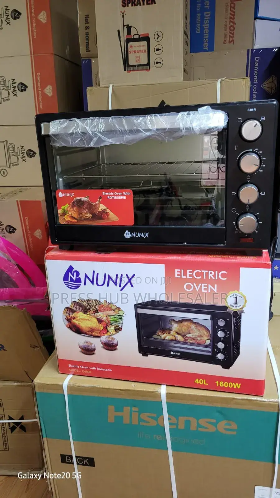 Nunix E40-R Black 40-Liter Electric Rotisserie Oven With a 1600-Watt