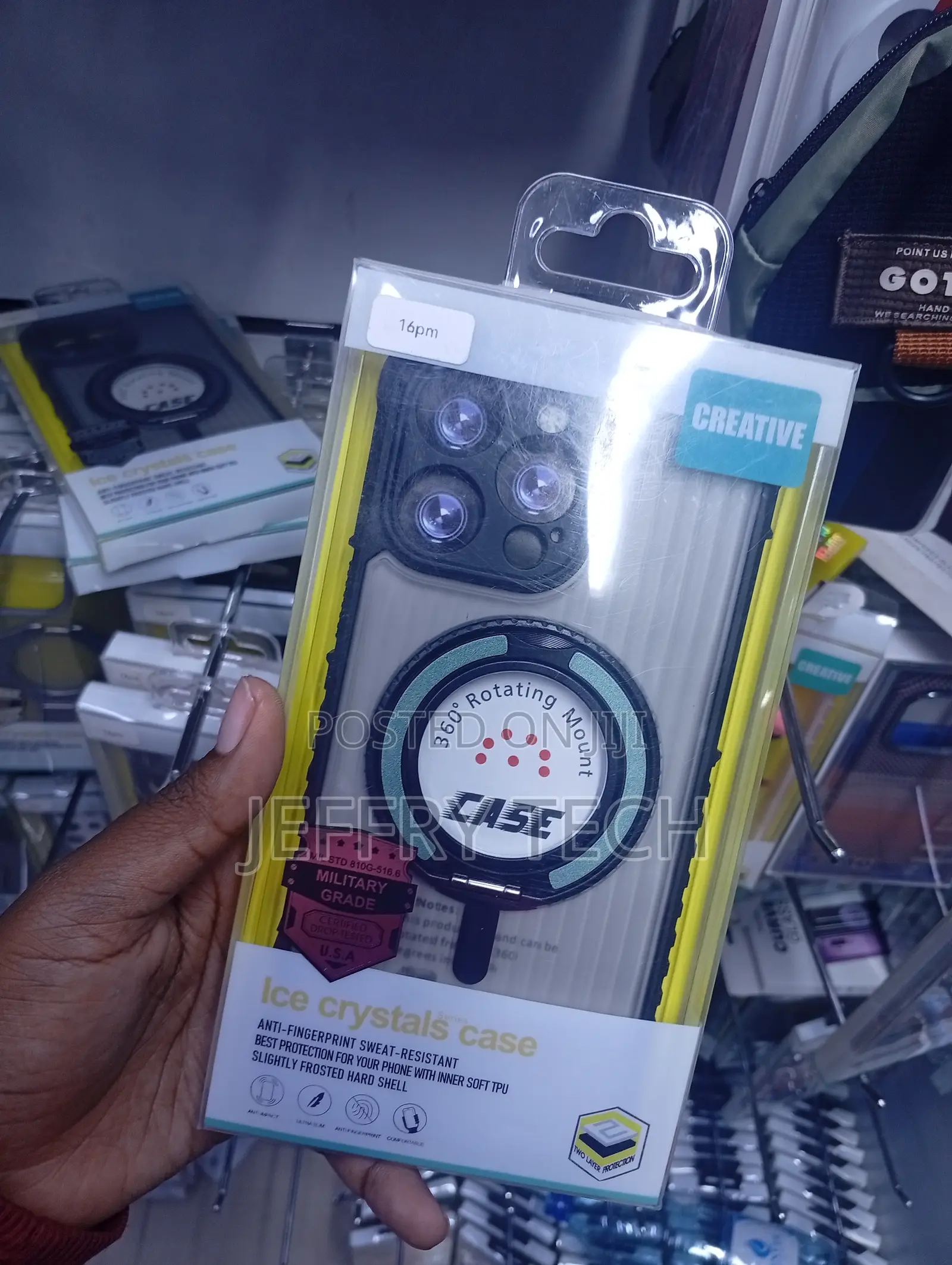 iPhone 16 Pro Max Clear Case With a 360° Rotating Magnetic Stand.