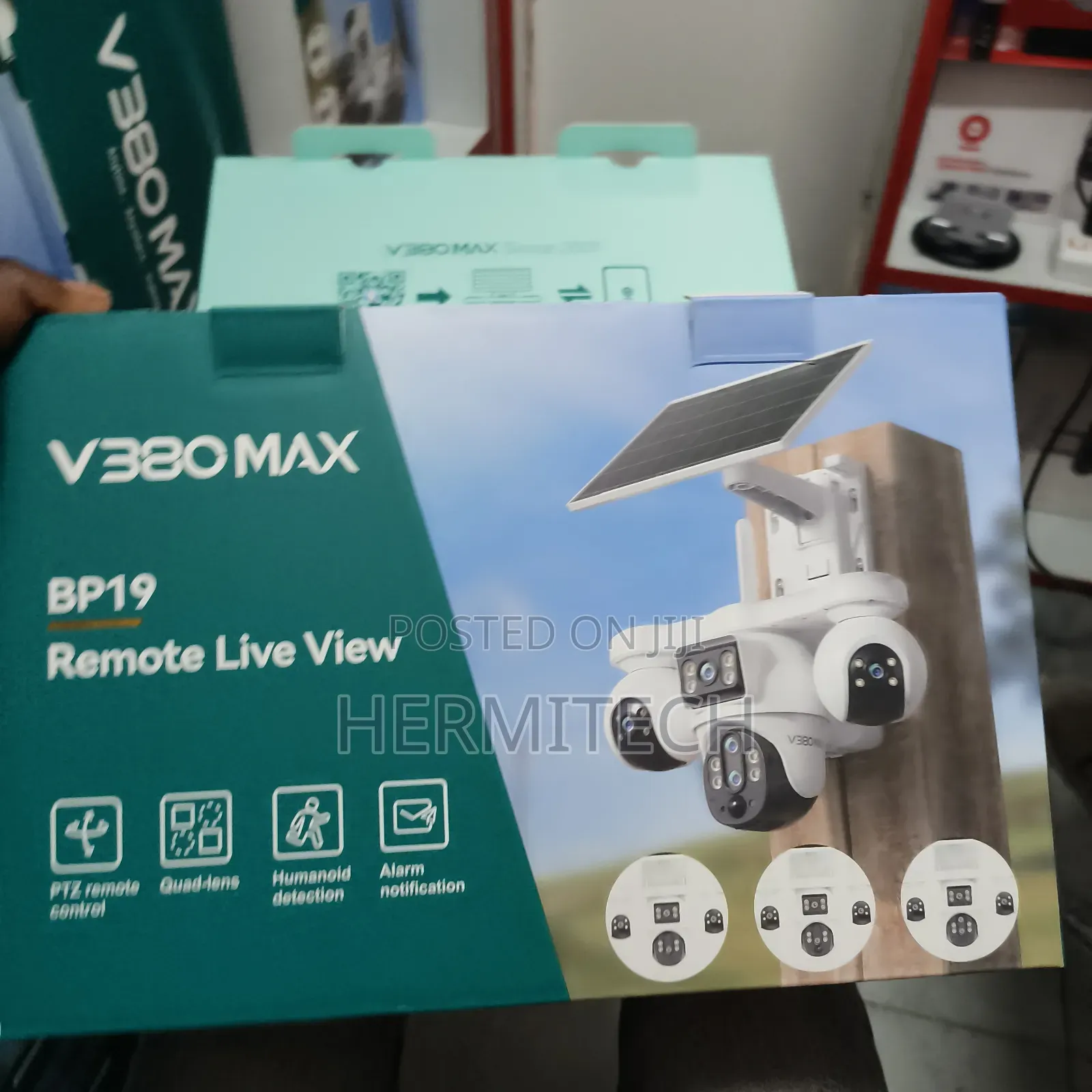 4lens 3ptz Solar Powered CCTV Cameras Outdoor Use