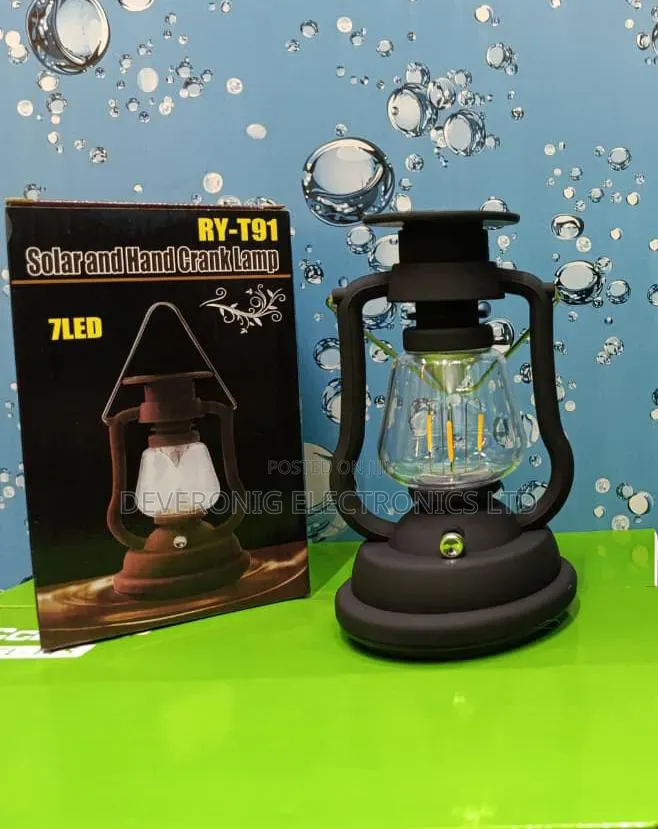 *Solar Vintage Hand Crank Lamp