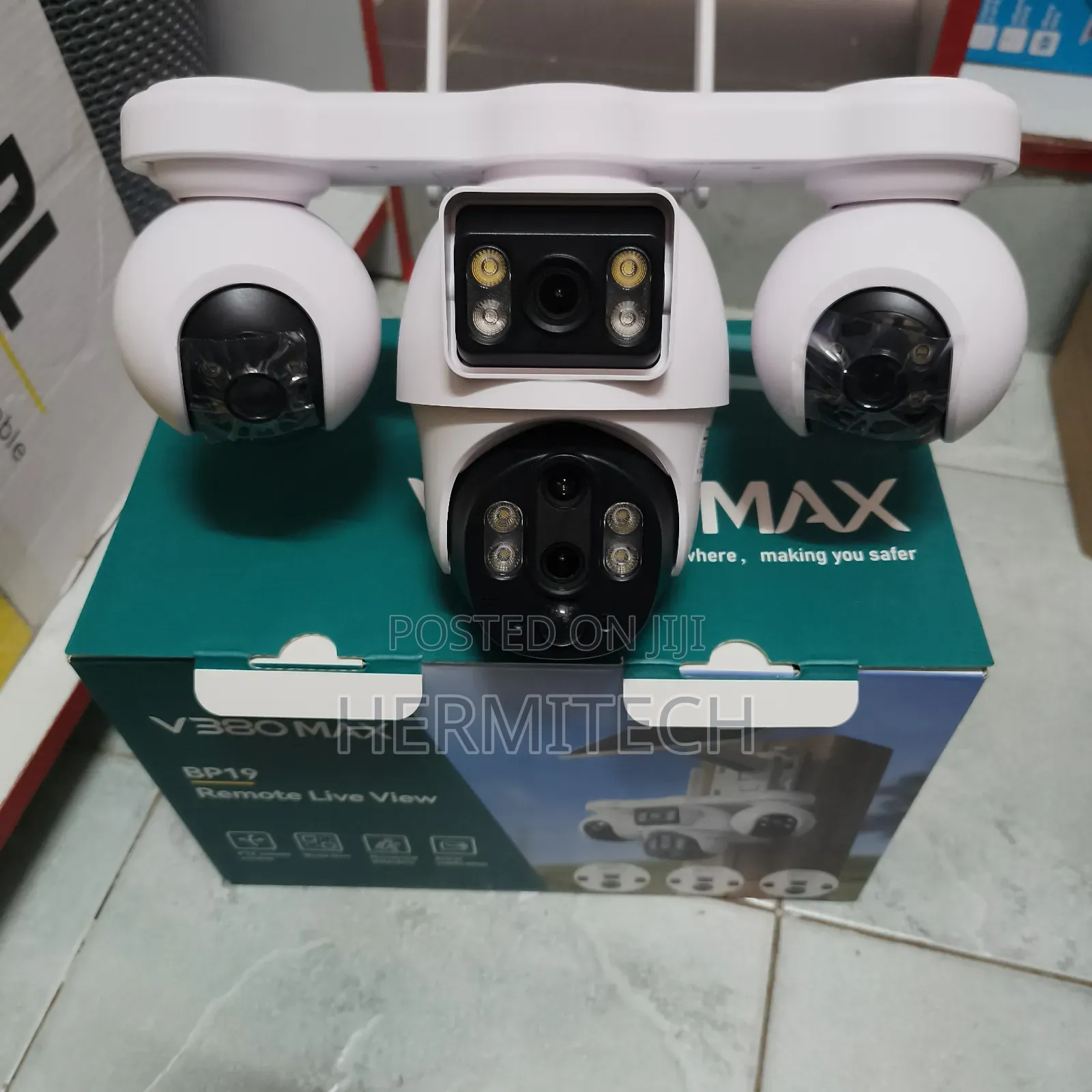 Solar Powered 4-Lens Outdoor CCTV Camera for Security Purposes