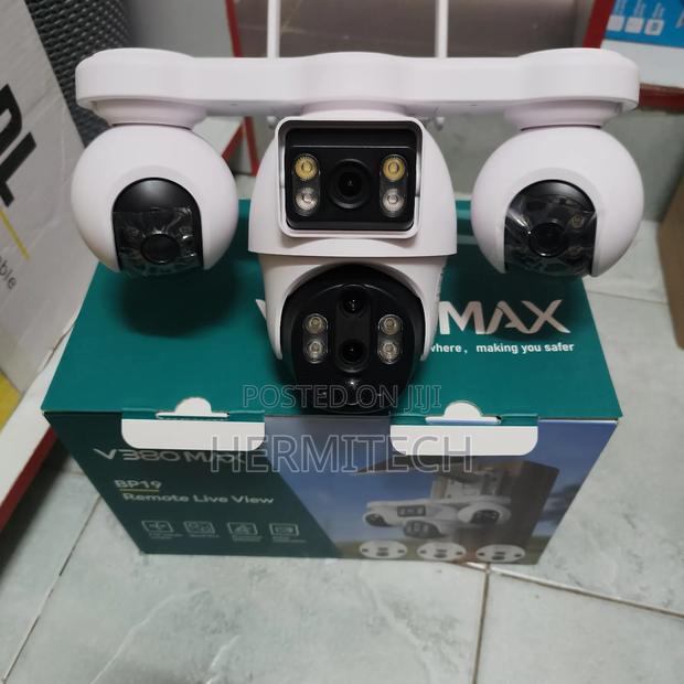 Solar Powered 4-Lens Outdoor CCTV Camera for Security Purposes