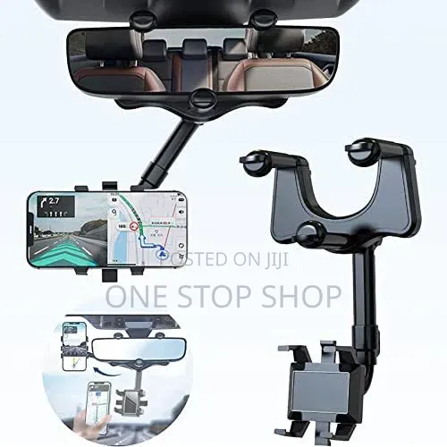 Rearview Hone Holder Mount Clips Securely Onto Stem of Rearview