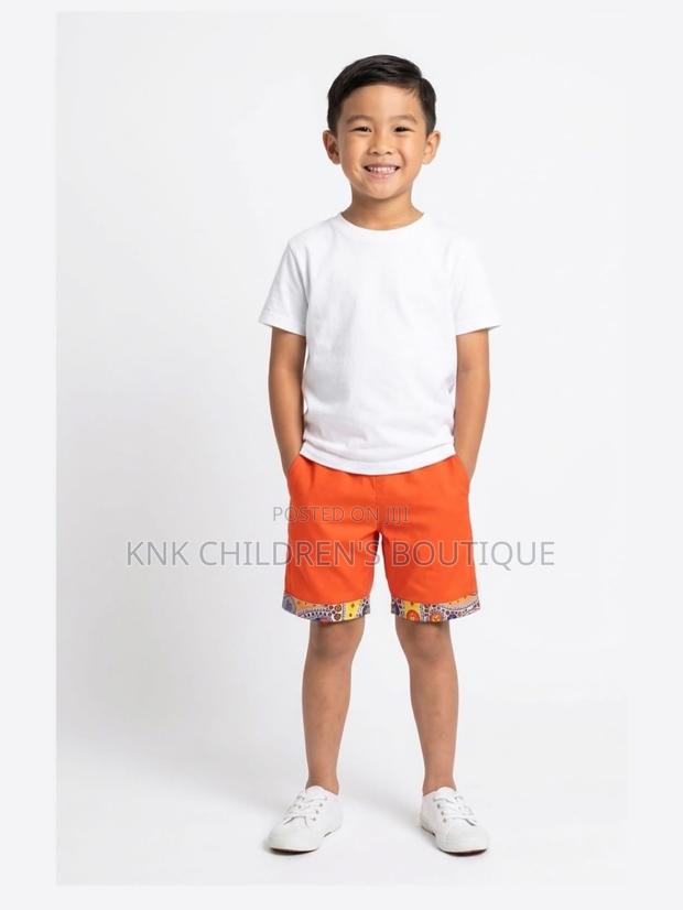 Kids Ankara Trim Shorts - Orange - thumbnail 2