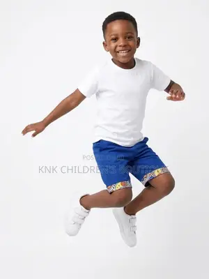 Kids Ankara Trim Shorts - Blue, Boys, Girls