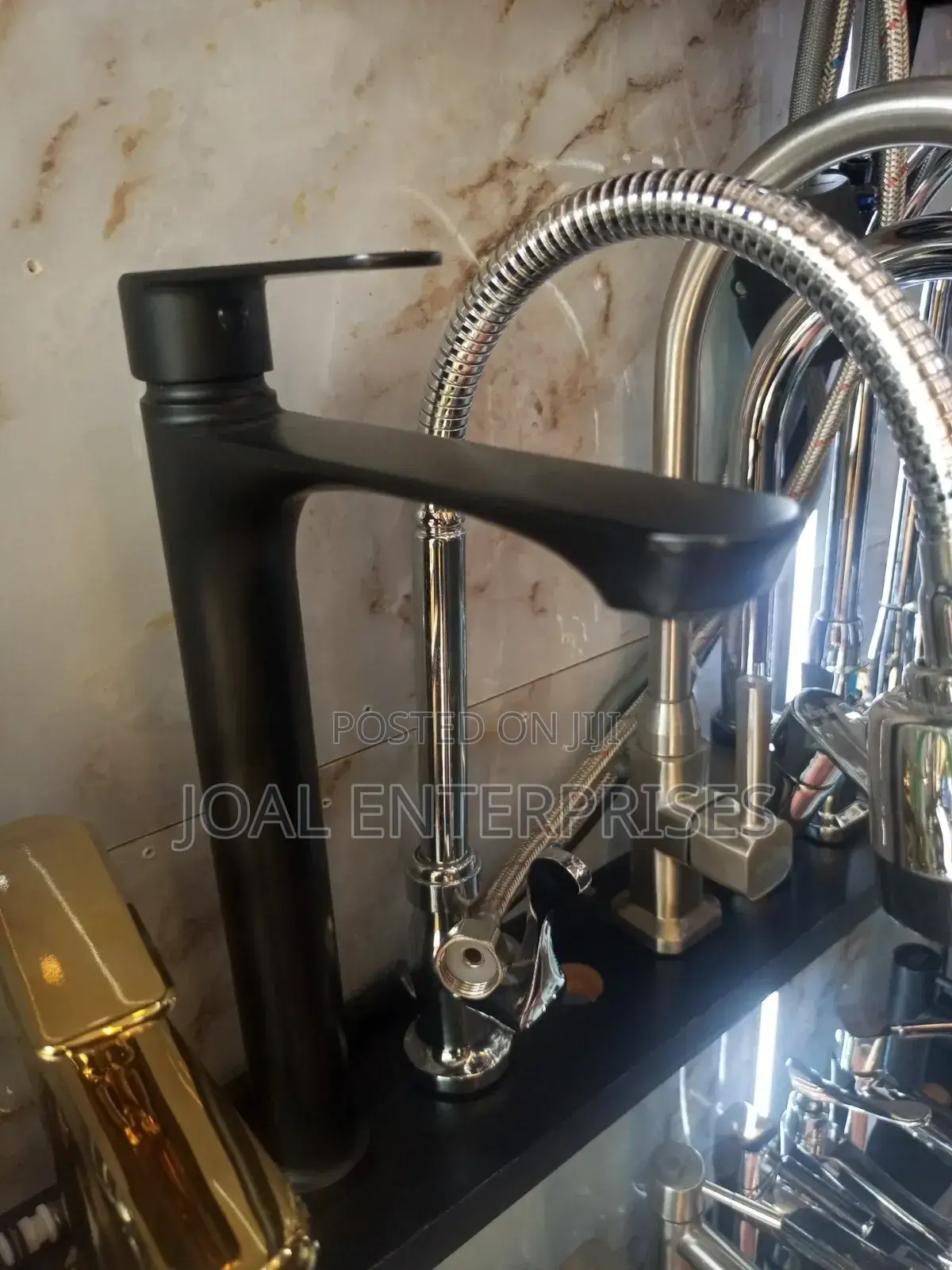 Black Counter Top Pillar Tap