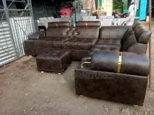 Brown L Shaped Sofa