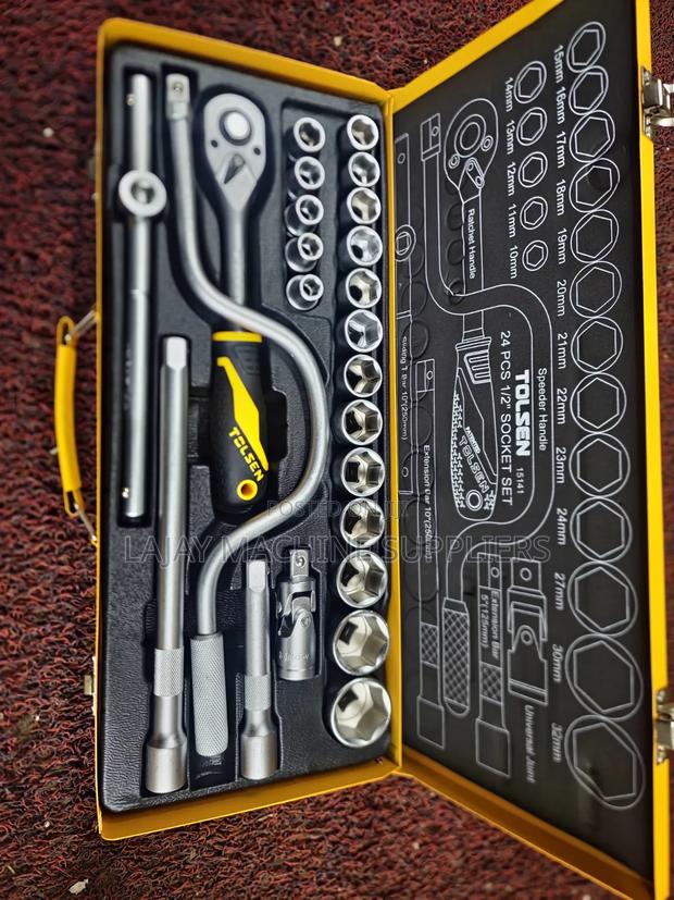 Tolsen 24pcs 1/2" Socket Set With Steel Case - thumbnail 2