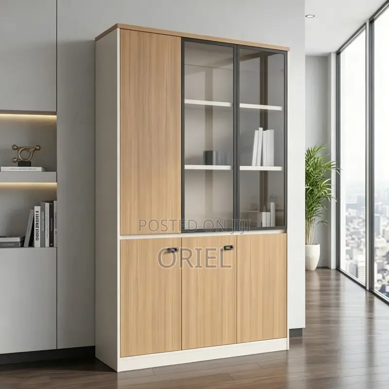 Office Cabinet : Three Door Office Filing Wooden Cabinet
