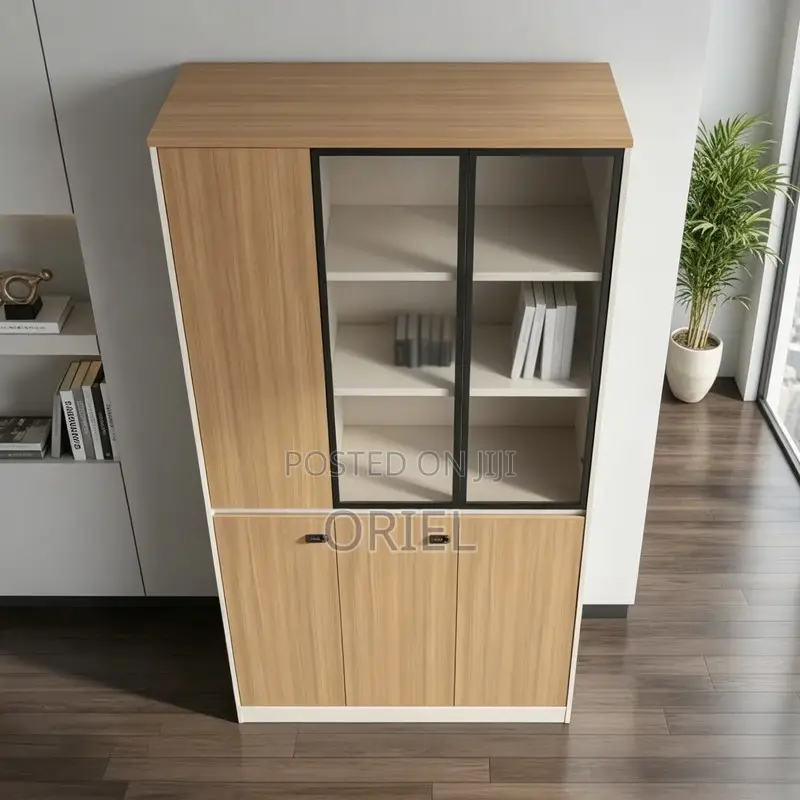 Office Cabinet : Three Door Office Filing Wooden Cabinet
