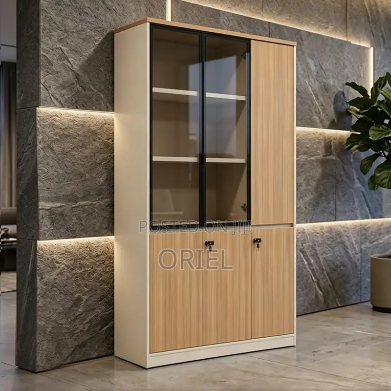 Office Cabinet : Three Door Office Filing Wooden Cabinet