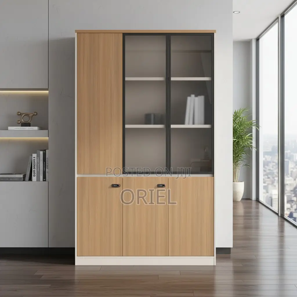 Office Cabinet : Three Door Office Filing Wooden Cabinet