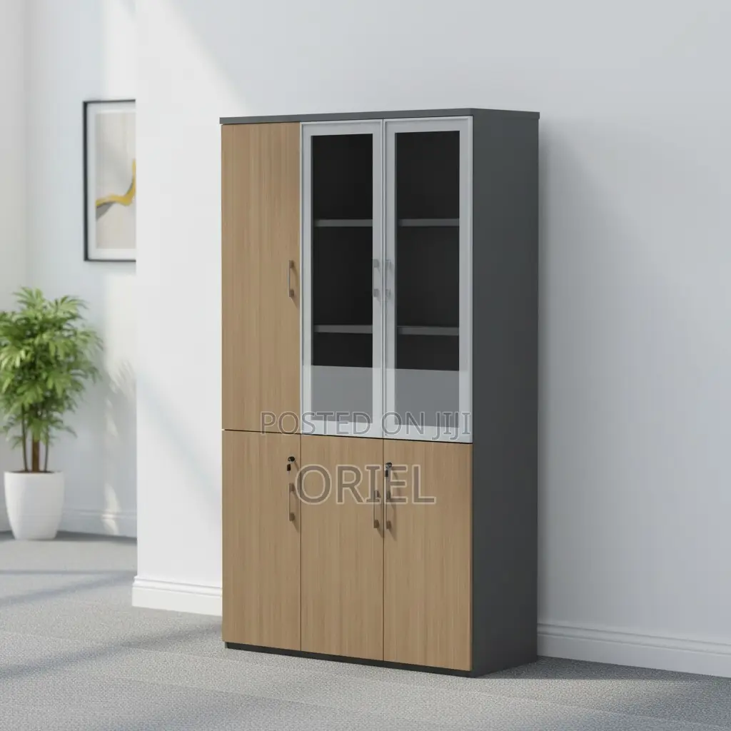 Office Cabinet : Three Door Office Filing Wooden Cabinet