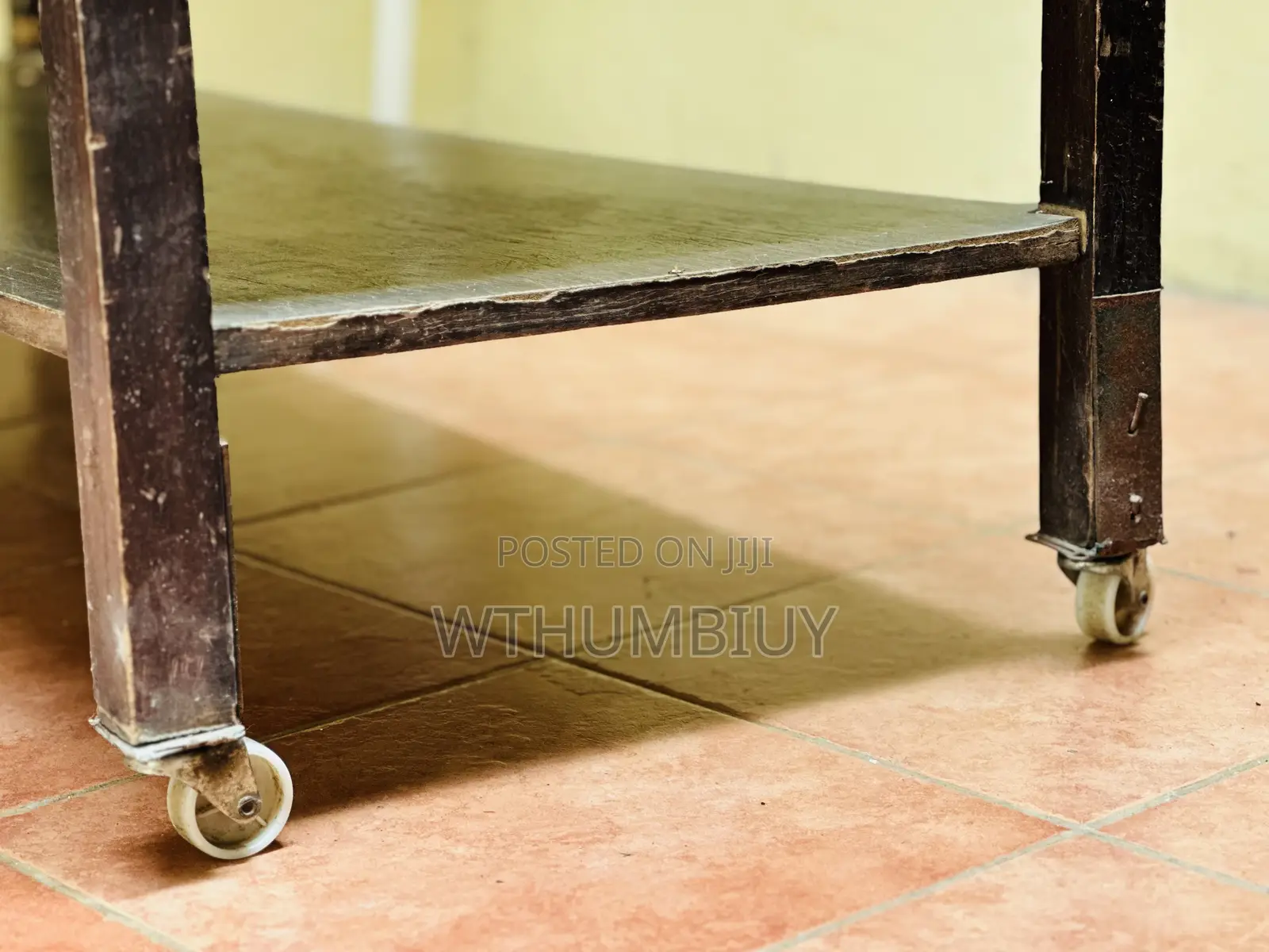 Metal Top Table on Wheels