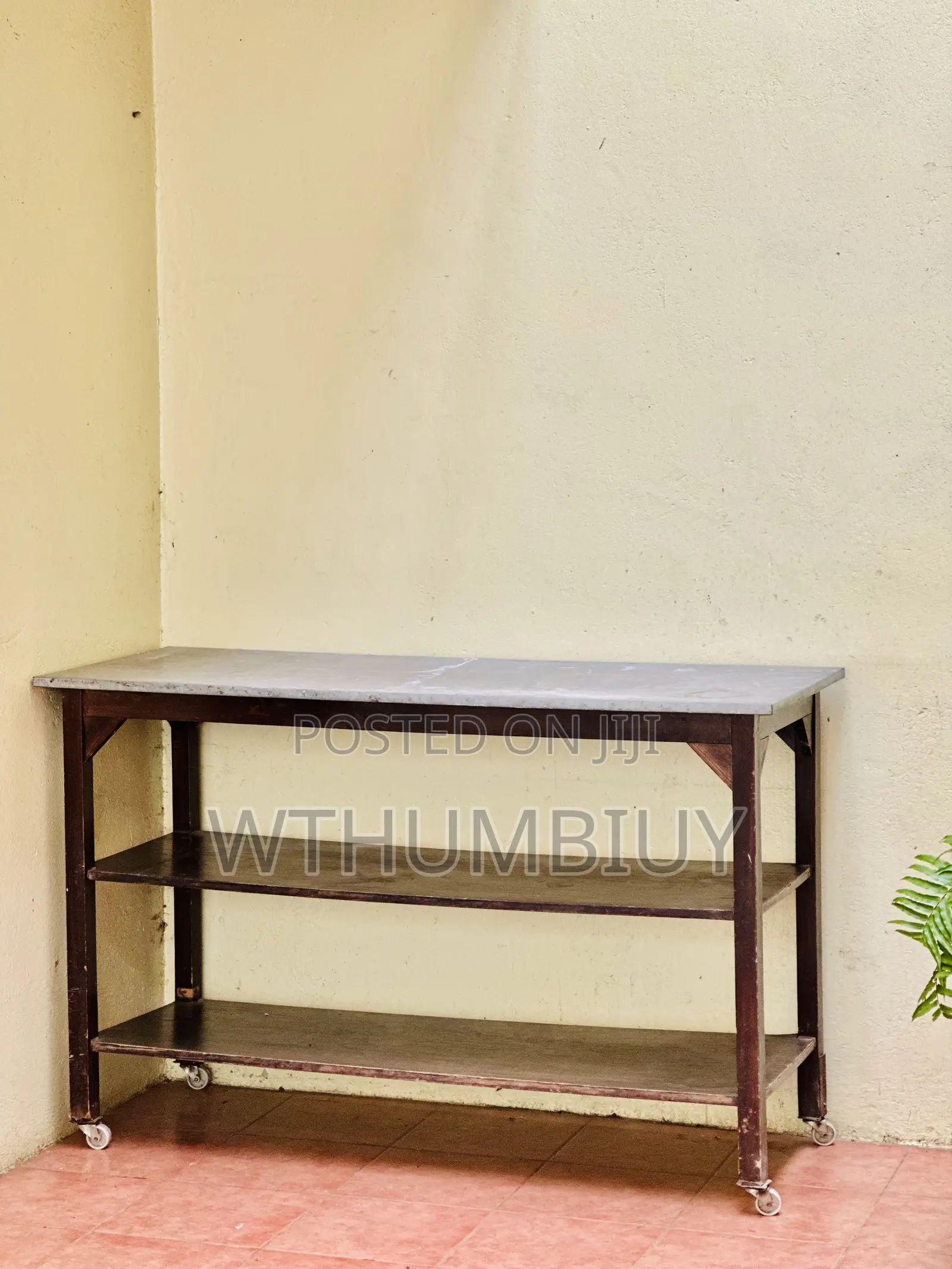 Metal Top Table on Wheels