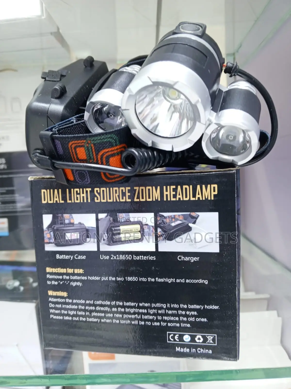 Dual Light Source T6 Headlamp Zoom Focus Camping Torch