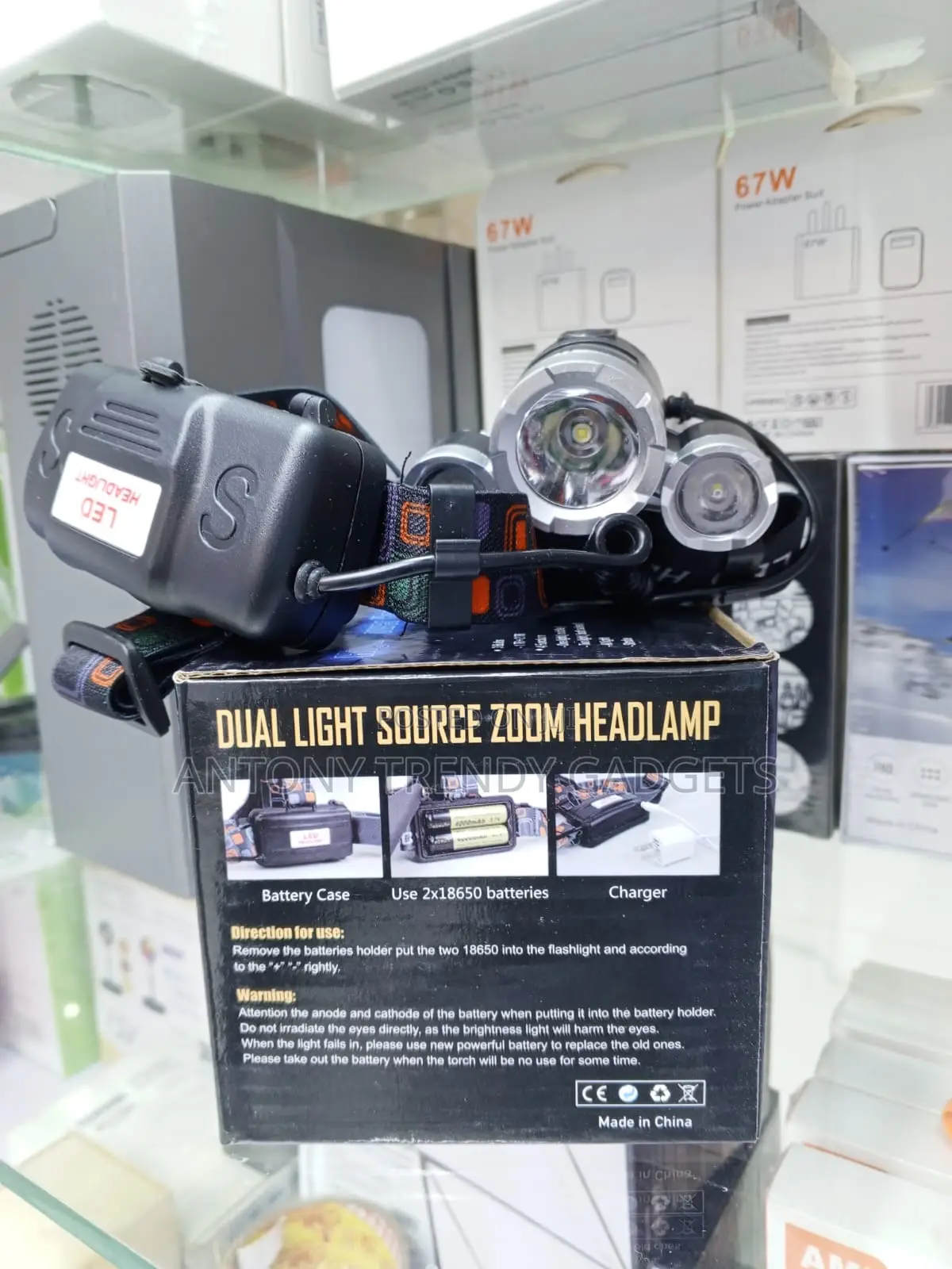 Dual Light Source T6 Headlamp Zoom Focus Camping Torch