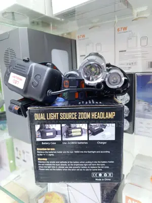 Dual Light Source T6 Headlamp Zoom Focus Camping Torch