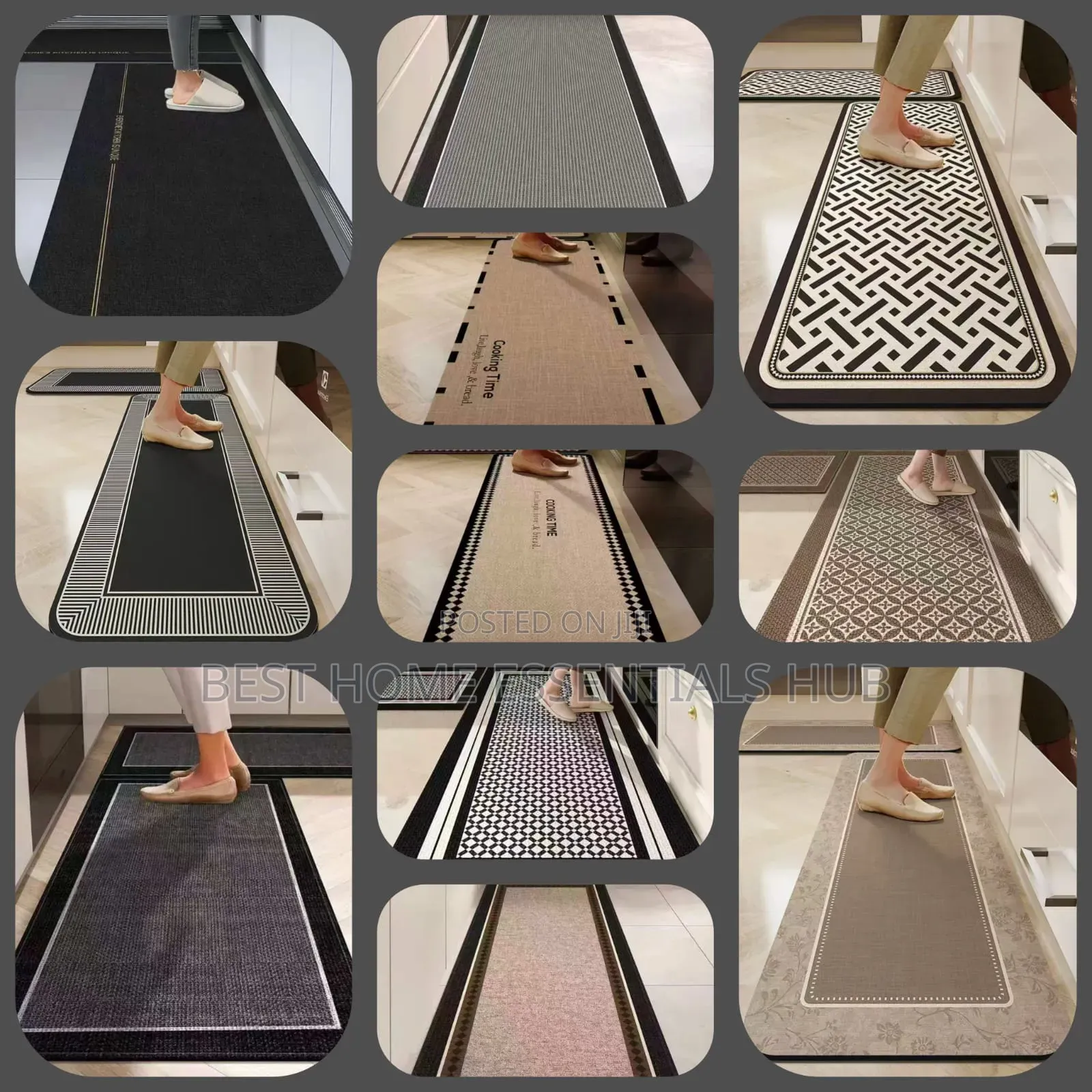 Rubber Bottom Anti-Slip Kitchen Mats 2pcs
