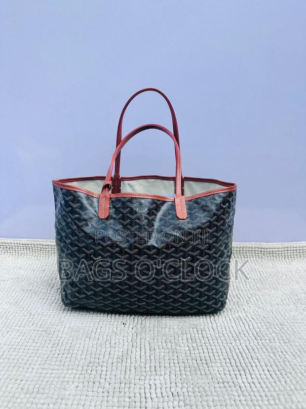 Authentic Goyard Saint Louis Pm Tote – Black Red Goyardine Canvas